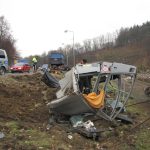 Bagr se svezl z návěsu a skončil v zahradnictví