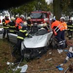 Auto narazilo do stromu, k zaklíněnému letěl vrtulník
