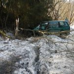 Auto skončilo mezi stromy
