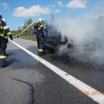 Na dálnici u Chotovin hořela felicia