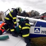 K havárii letadla v Táboře jeli hasiči, policisté i záchranáři. Šlo naštěstí jen o cvičení