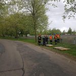 Hasiči nacvičovali montáž protipovodňové bariéry na budějovickém nábřeží