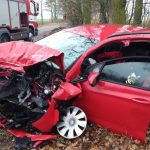 Po srážce s náklaďákem odstřihli hasiči téměř celou levou stranu auta