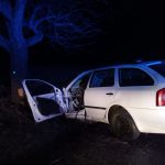 Octavia narazila do stromu, řidiče transportoval vrtulník