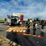 Dálnici D3 u Tábora uzavřela nehoda dvou kamionů. Jednoho řidiče transportoval do nemocnice vrtulník
