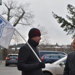 Odboráři v nemocnici protestovali s transparentem Česká republika na 1. místě