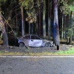 Řidič na Krumlovsku po nárazu do stromu zůstal zaklíněný v hořícím autě. Zachránil ho svědek