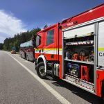 Na D3 u Ševětína hořel autobus. Dálnice je průjezdná jedním pruhem