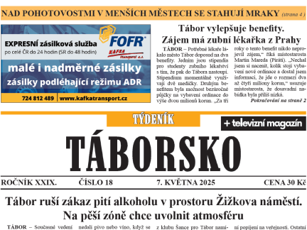 O čem píše čerstvý Týdeník Táborsko?