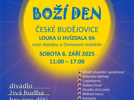 V Budějovicích bude v sobotu Boží den. Multižánrový festival pobaví děti i dospělé