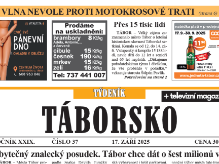 O čem píše čerstvý Týdeník Táborsko?