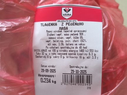 Státní veterinární správa stahuje z trhu tlačenku od jihočeského výrobce. Obsahuje listerie