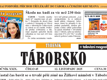 O čem píše čerstvý Týdeník Táborsko?