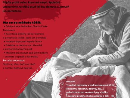 Noc venku v Českých Budějovicích: Zájemci si mohou vyzkoušet život lidí bez domova