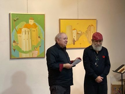 Malíř pohody Valentin Horba vystavuje v Malšicích. Na vernisáži se zpívalo s dudákem