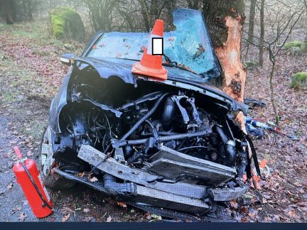 Aktualizováno. Vážná nehoda. Mladý řidič narazil u rybníka Roudný nedaleko Milevska do stromu