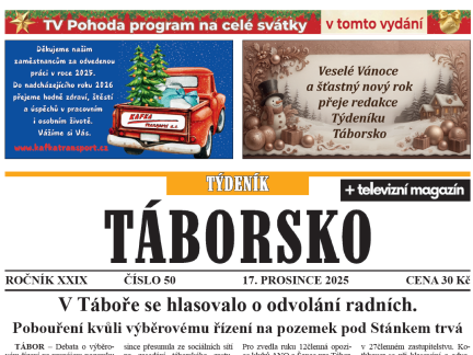 O čem píše čerstvý Týdeník Táborsko?