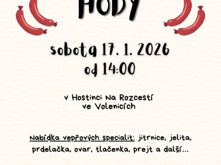 Víkend na Strakonicku: Vepřové hody ve Volenicích, maškarní rej v Drahonicích i koncert ve Volyni