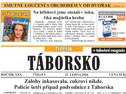 O čem píše čerstvý Týdeník Táborsko?