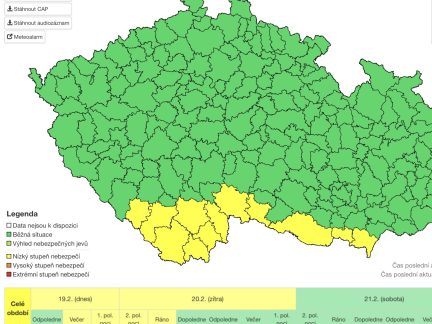 Výstraha meteorologů: Na jihu Čech napadne až dvanáct centimetrů sněhu