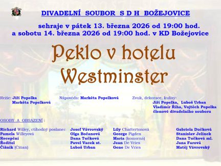 Peklo kolem záletného politika v hotelu. Ochotníci z Božejovic zvou na premiéru