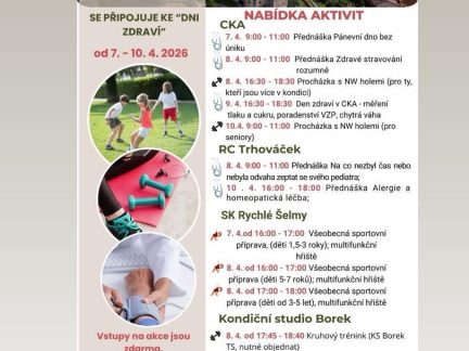 Trhové Sviny se zapojí do Dnů zdraví. Nabídnou přednášky, cvičení i vyšetření zdarma