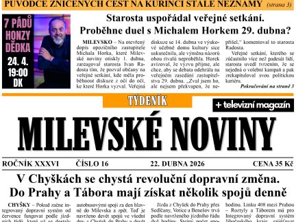 Milevské noviny nesou čerstvé zprávy z regionu