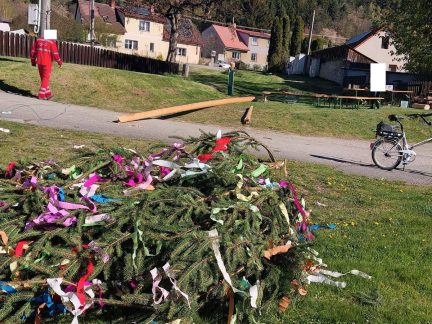 Podříznutá májka na Prachaticku spadla na elektrické vedení. Událost řeší policie