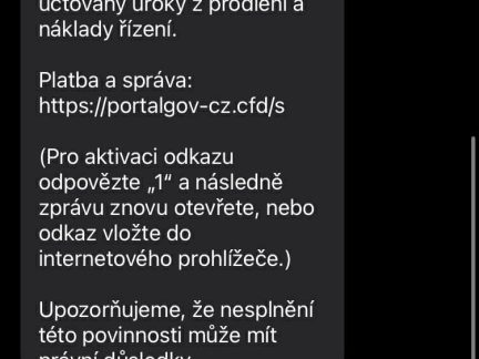 Pozor! Podvodníci vyzývají k zaplacení pokuty sms zprávou