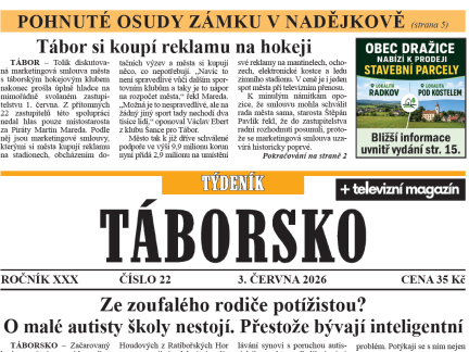 O čem píše čerstvý Týdeník Táborsko?