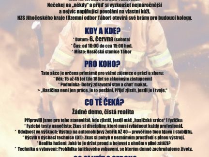 Hasičem na zkoušku. Zájemci si mohou v Táboře otestovat, jestli mají hasičské srdce