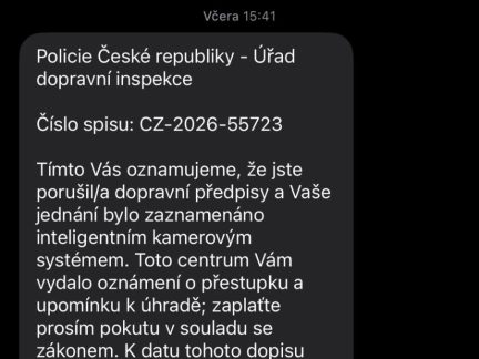 Pozor na podvodné sms zprávy od policie za porušení dopravních předpisů