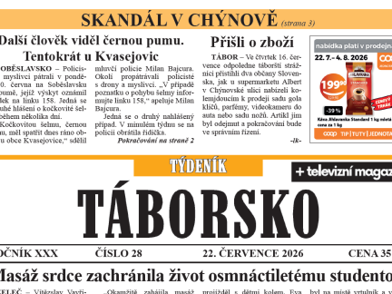 O čem píše čerstvý Týdeník Táborsko?