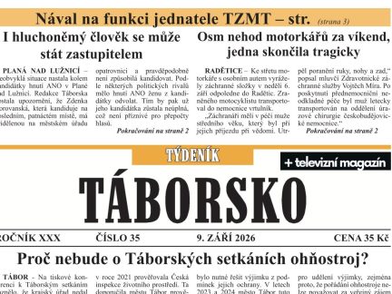 O čem píše čerstvý Týdeník Táborsko?