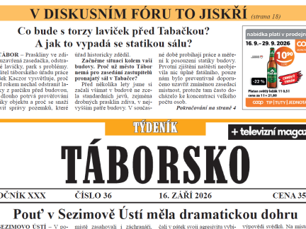 O čem píše čerstvý Týdeník Táborsko?