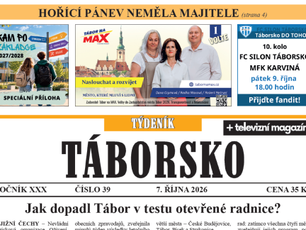 O čem píše čerstvý Týdeník Táborsko?