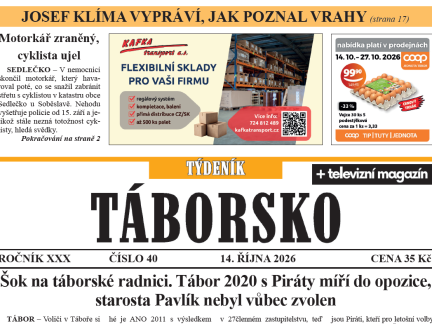 O čem píše čerstvý Týdeník Táborsko?