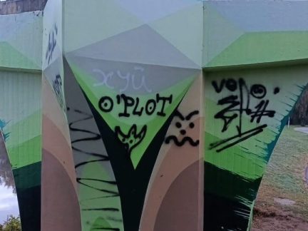 Patnáctiletý sprejer v Budějovicích počmáral uměleckou malbu. U sebe měl pepřák a boxera