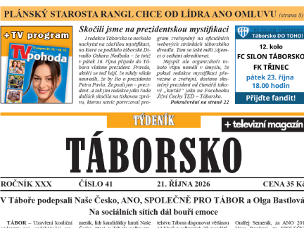 O čem píše čerstvý Týdeník Táborsko?