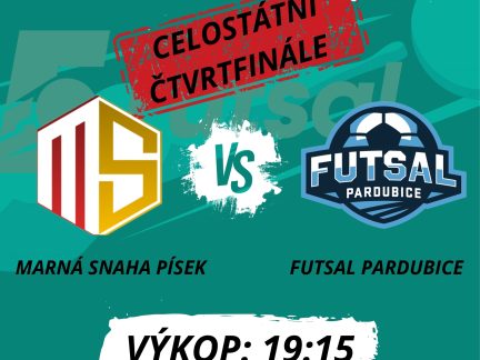 Dnes na futsal! Písecký výběr o nejlepší čtyřku republiky vyzve Pardubice